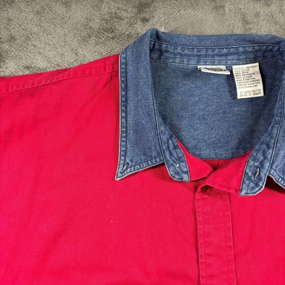 Disney Store Men Shirt Button Down Canvas Denim Goofy Vintage Red 3X J162 - Picture 3 of 10